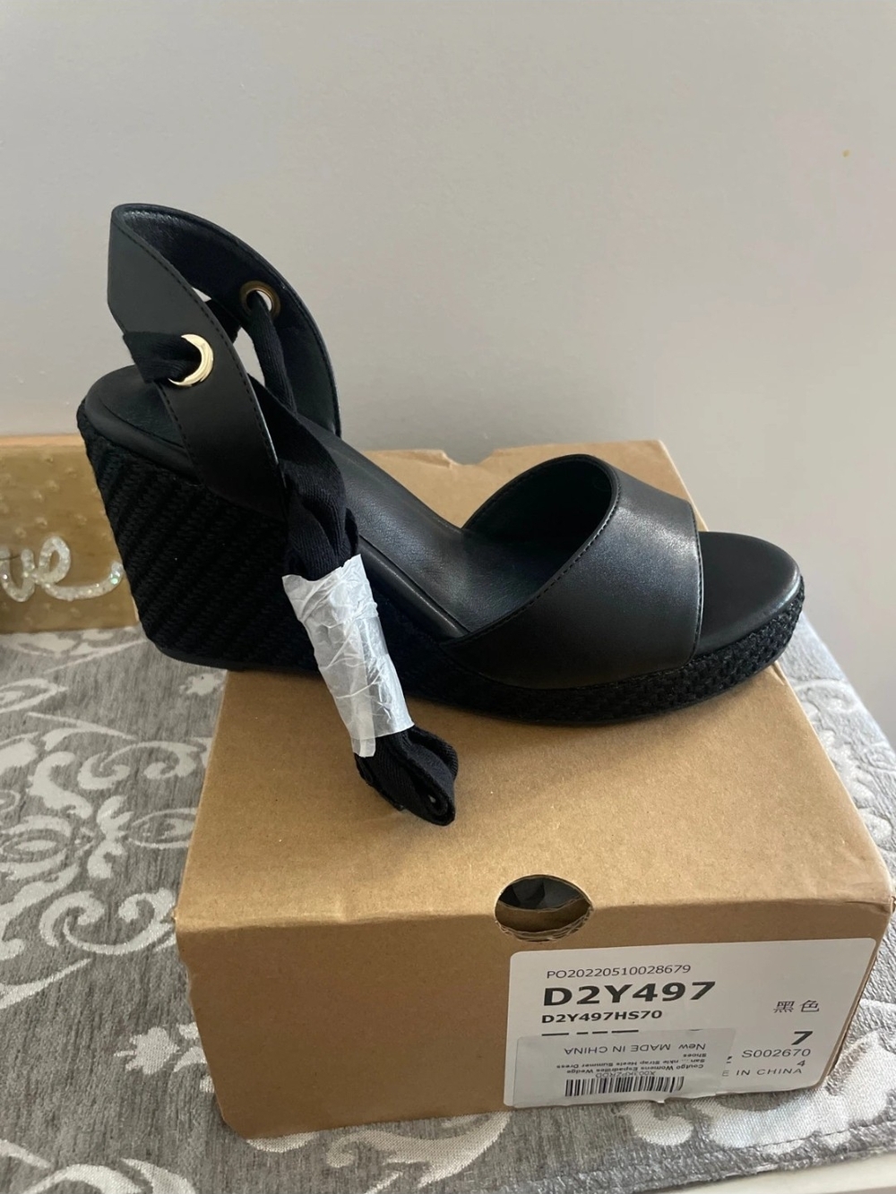 Women's Black Espadrilles   Sandal with Ankle Wrap
